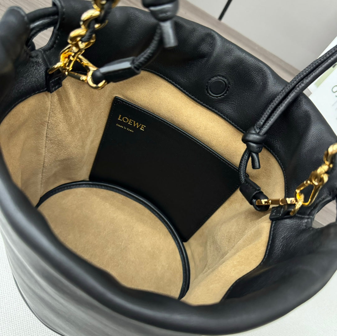 Loewe Flamenco Purse Bucket 32 Black Lambskin Ghw