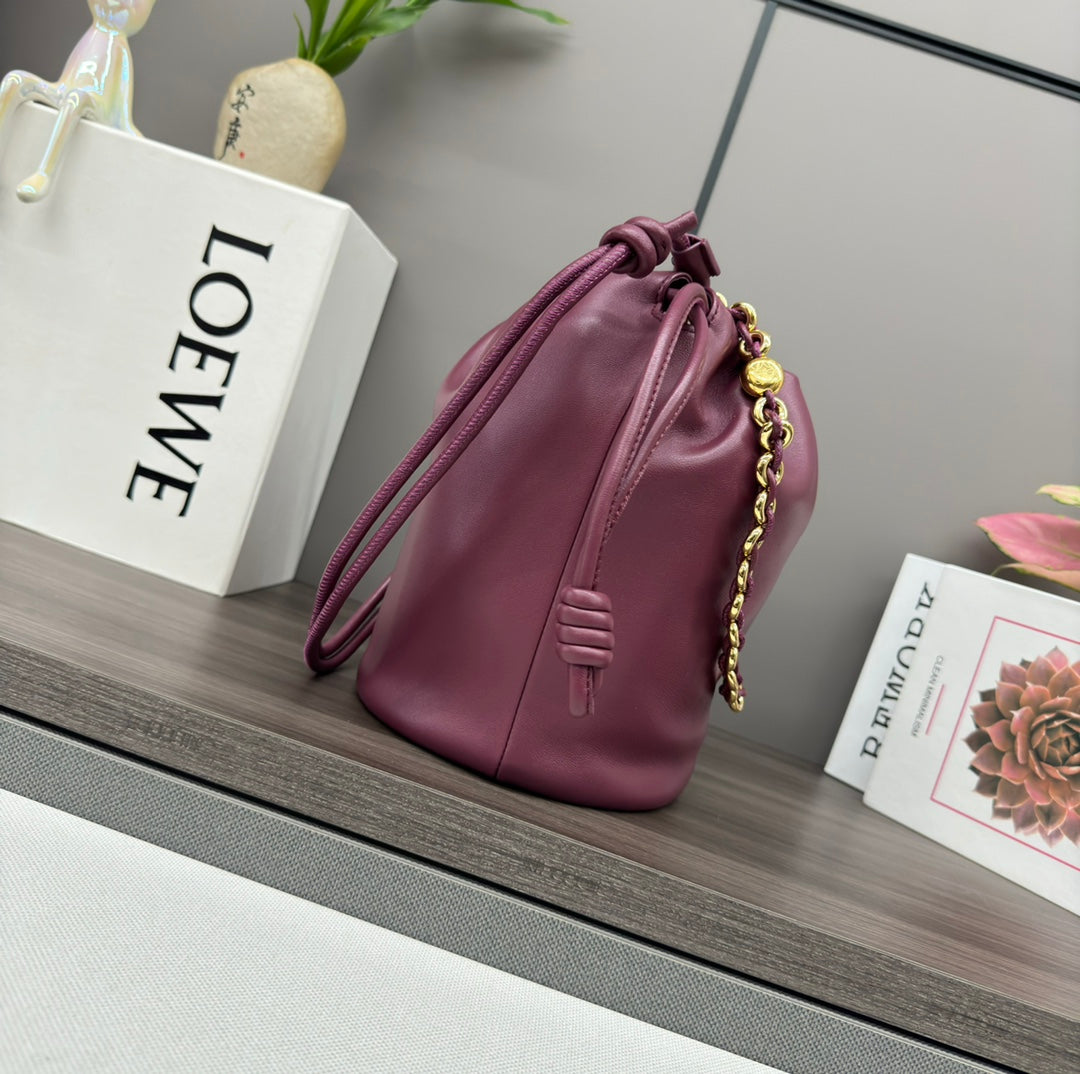 Loewe Flamenco Purse Bucket 32 Burgundy Lambskin Ghw