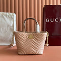 Gucci GG Marmont Small Tote Bag Muted Pink Quilted Leather