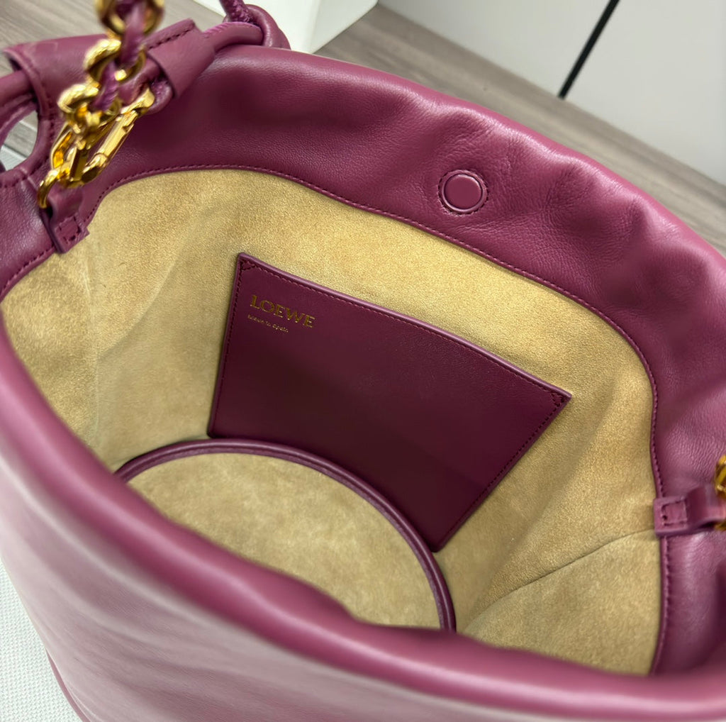Loewe Flamenco Purse Bucket 32 Burgundy Lambskin Ghw