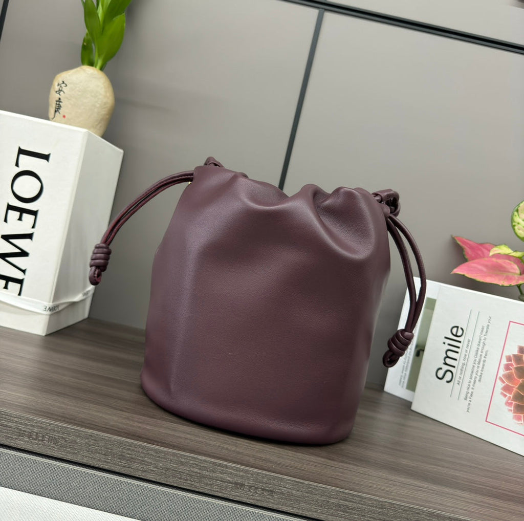 Loewe Flamenco Purse Bucket 32 Dark Burgundy Lambskin Ghw