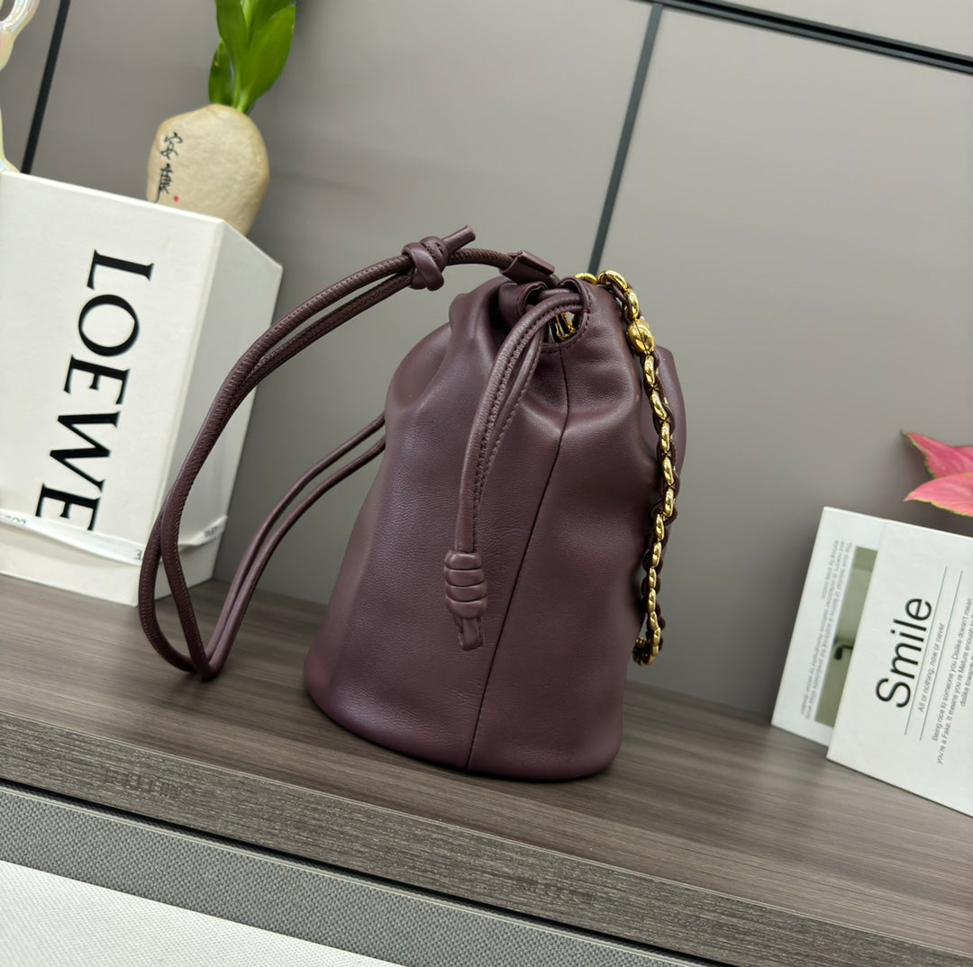 Loewe Flamenco Purse Bucket 32 Dark Burgundy Lambskin Ghw