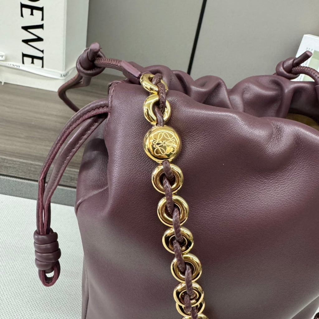 Loewe Flamenco Purse Bucket 32 Dark Burgundy Lambskin Ghw