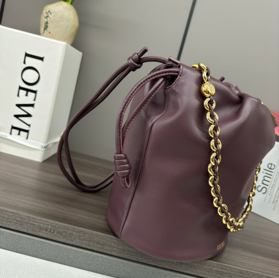 Loewe Flamenco Purse Bucket 32 Dark Burgundy Lambskin Ghw