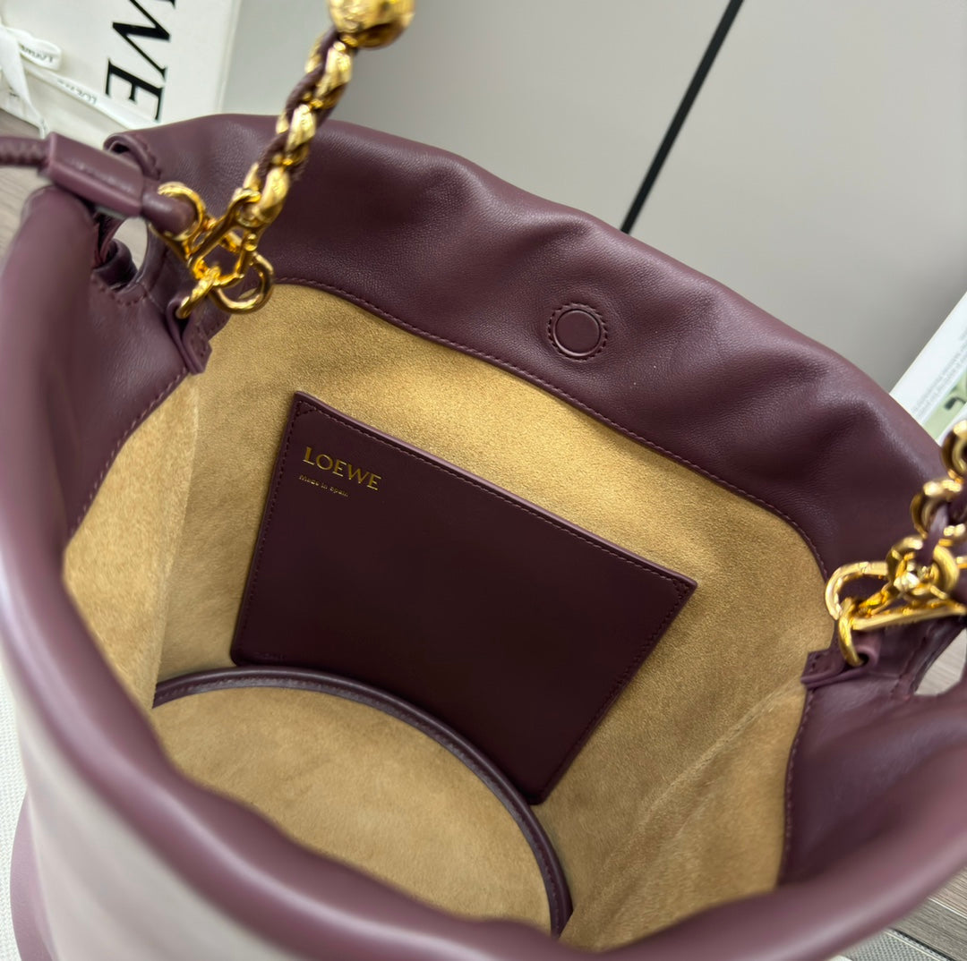 Loewe Flamenco Purse Bucket 32 Dark Burgundy Lambskin Ghw