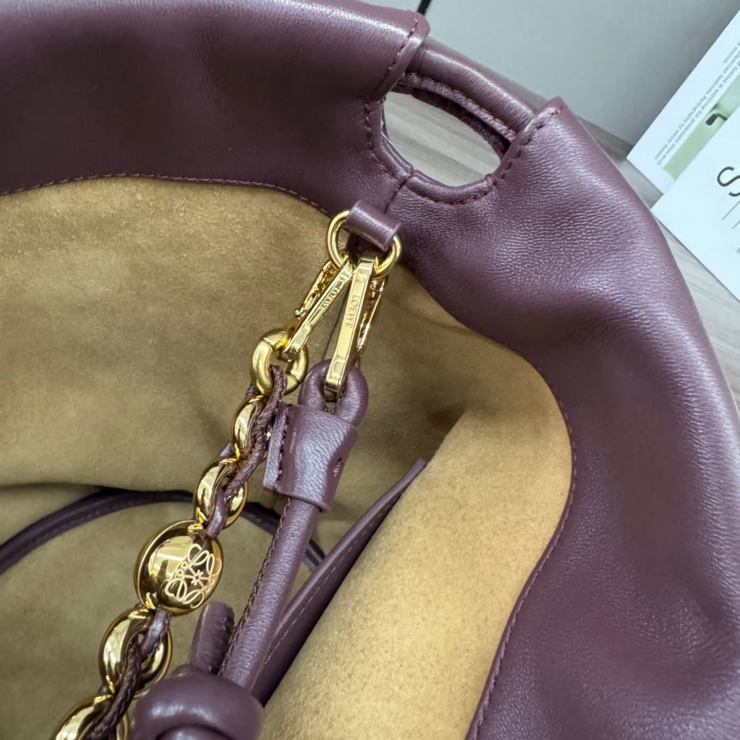 Loewe Flamenco Purse Bucket 32 Dark Burgundy Lambskin Ghw