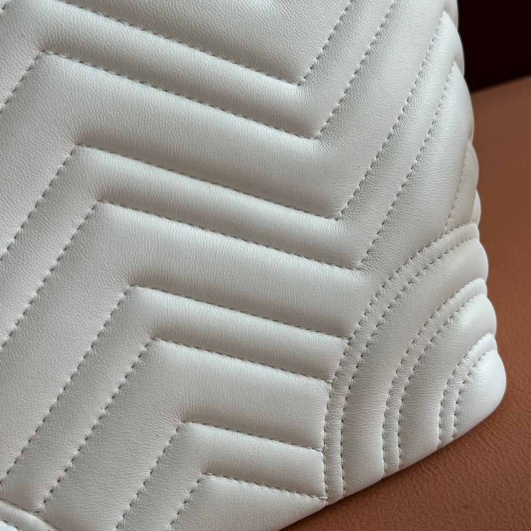 Gucci GG Marmont Small Tote Bag White Quilted Leather