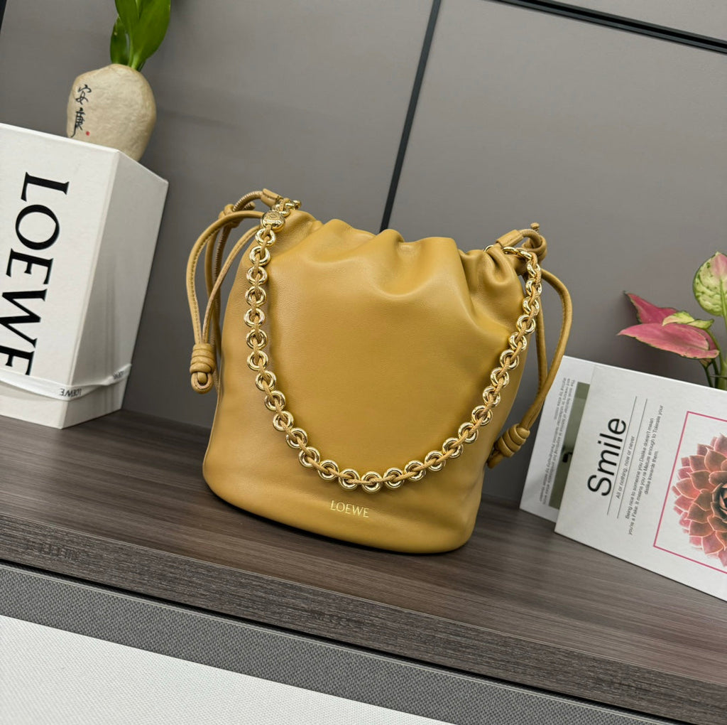 Loewe Flamenco Purse Bucket 32 Gold Lambskin Ghw