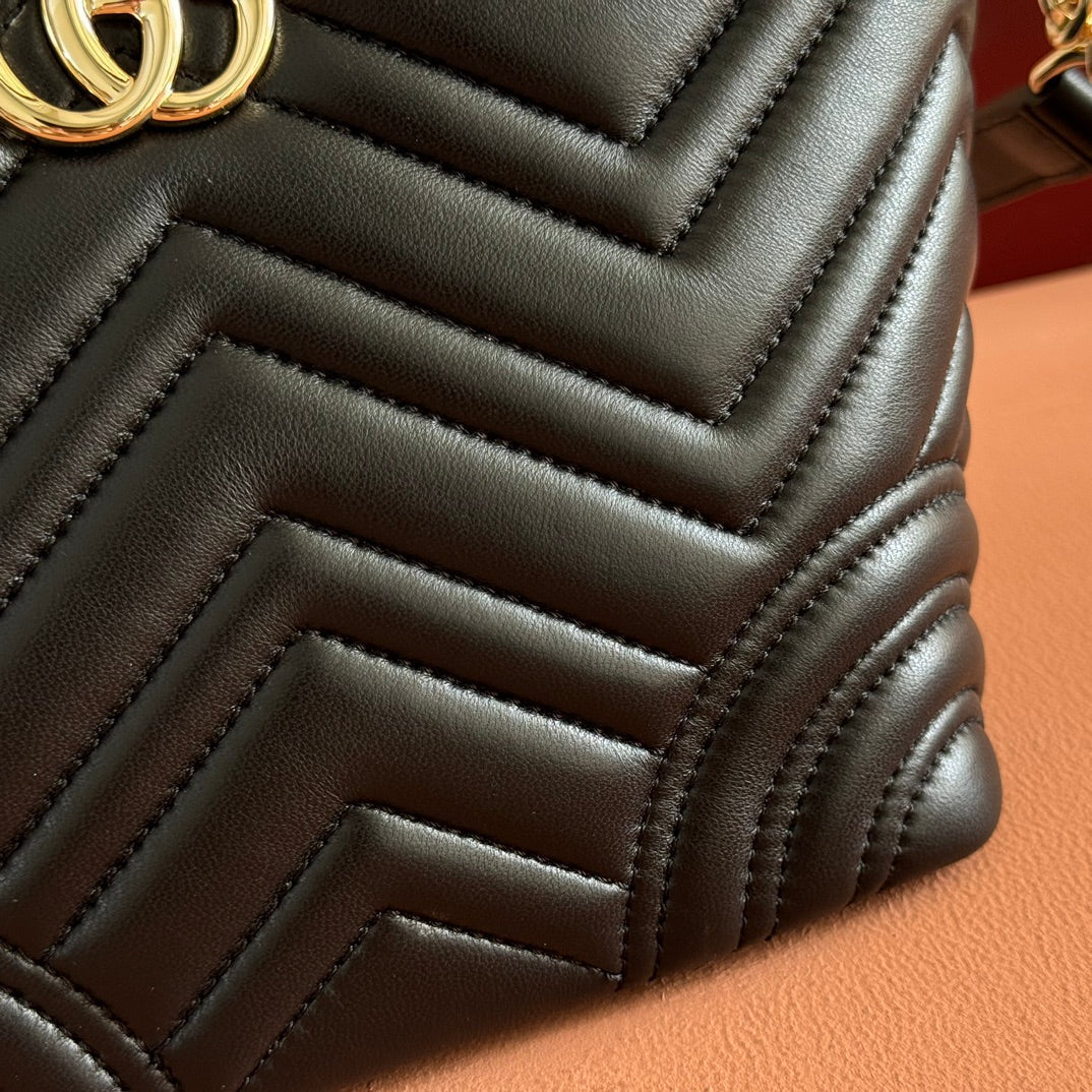 Gucci GG Marmont Small Tote Bag Black Quilted Leather