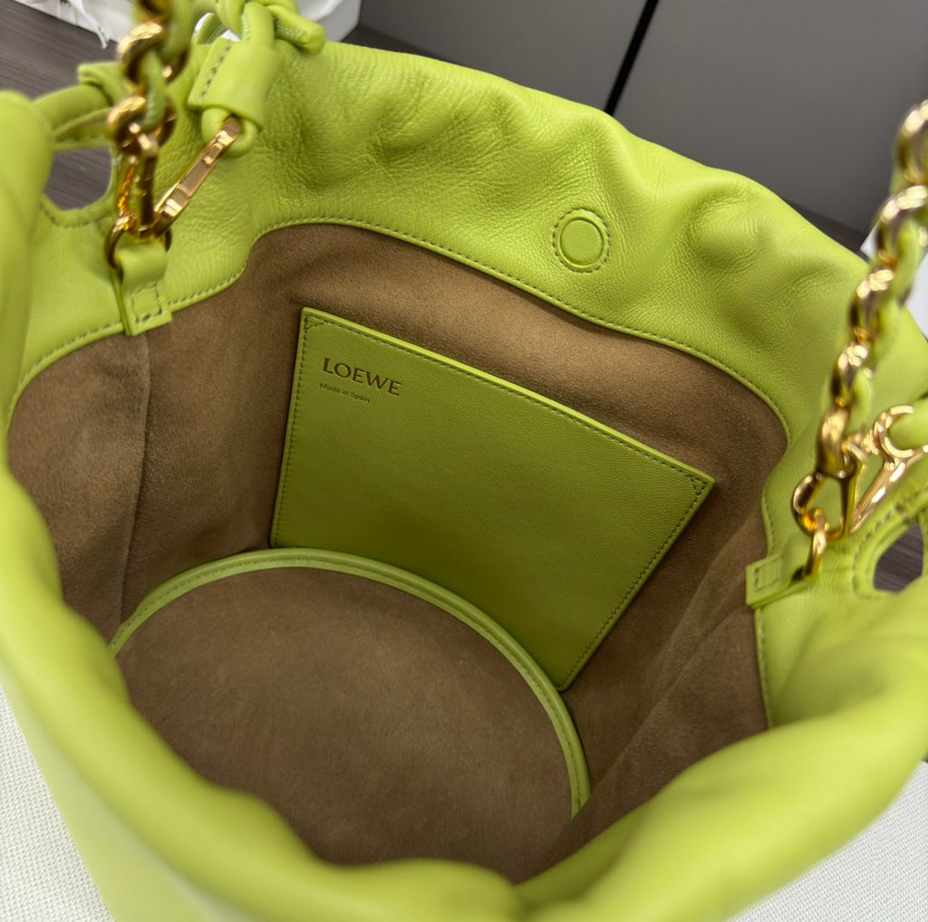 Loewe Flamenco Purse Bucket 32 Lime Lambskin Ghw