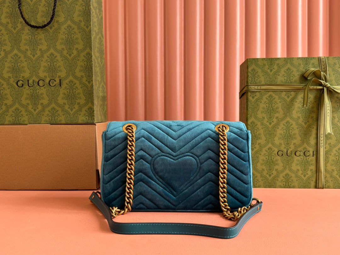 Gucci Marmont Flapbag 26 Deep Teal Velvet