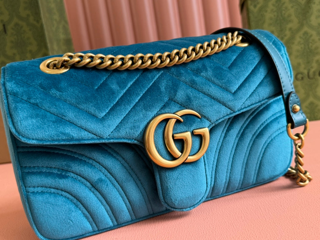 Gucci Marmont Flapbag 26 Deep Teal Velvet