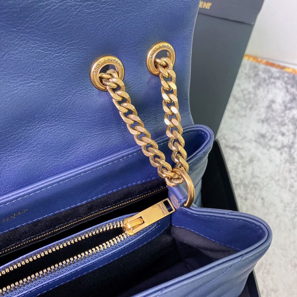 LOULOU MEDIUM 32 BLUE QUILTED LEATHER