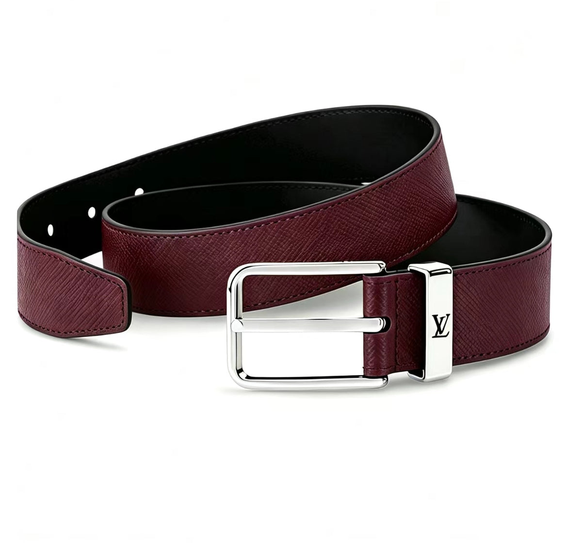 Louis Vuitton Pont Neuf Belt Taiga Leather Bordeaux 35MM