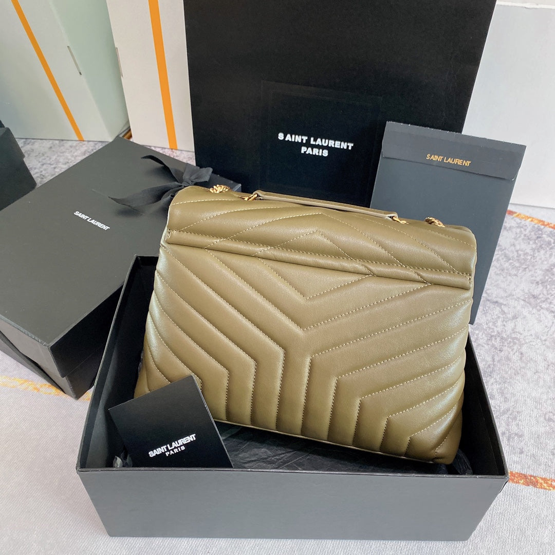 LOULOU MEDIUM 32 OLIVE QUILTED LEATHER