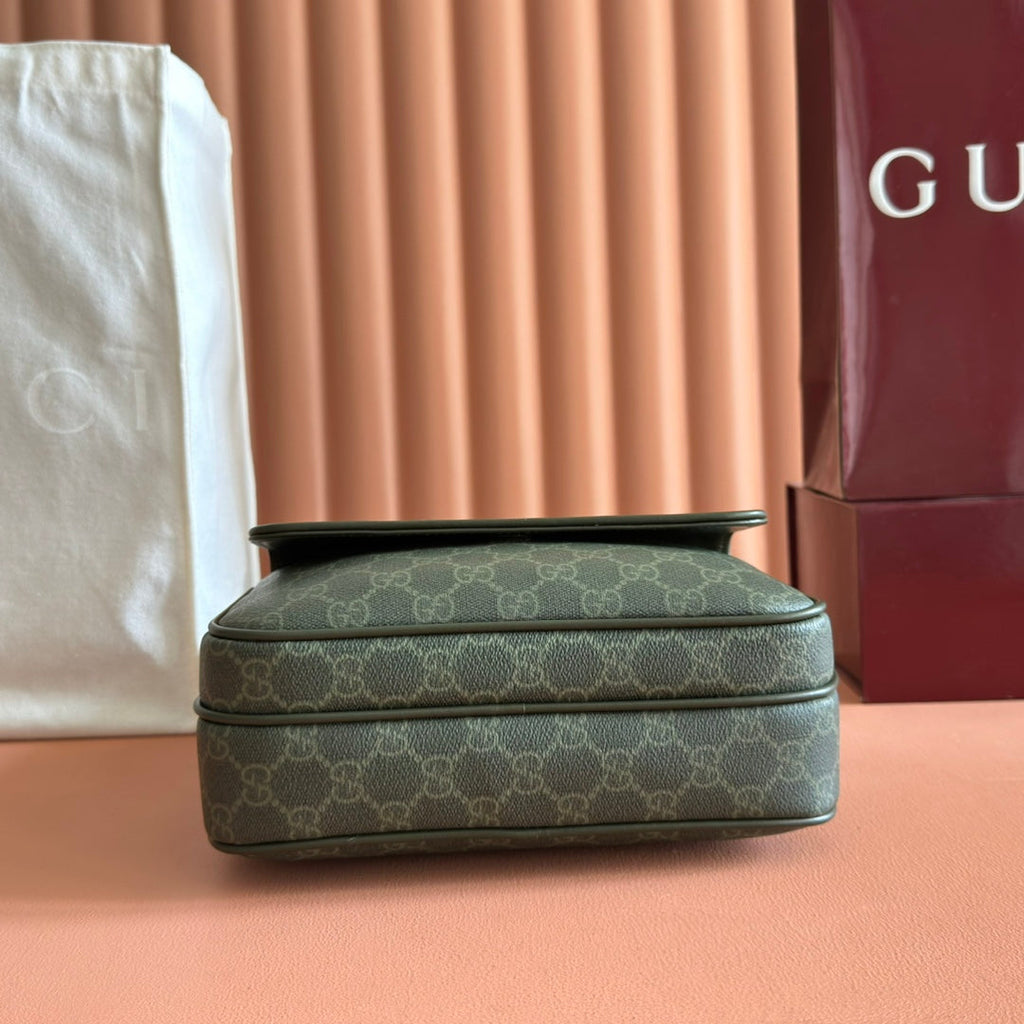 GG Monogram Small Crossbody Bag Forest Green Fabric