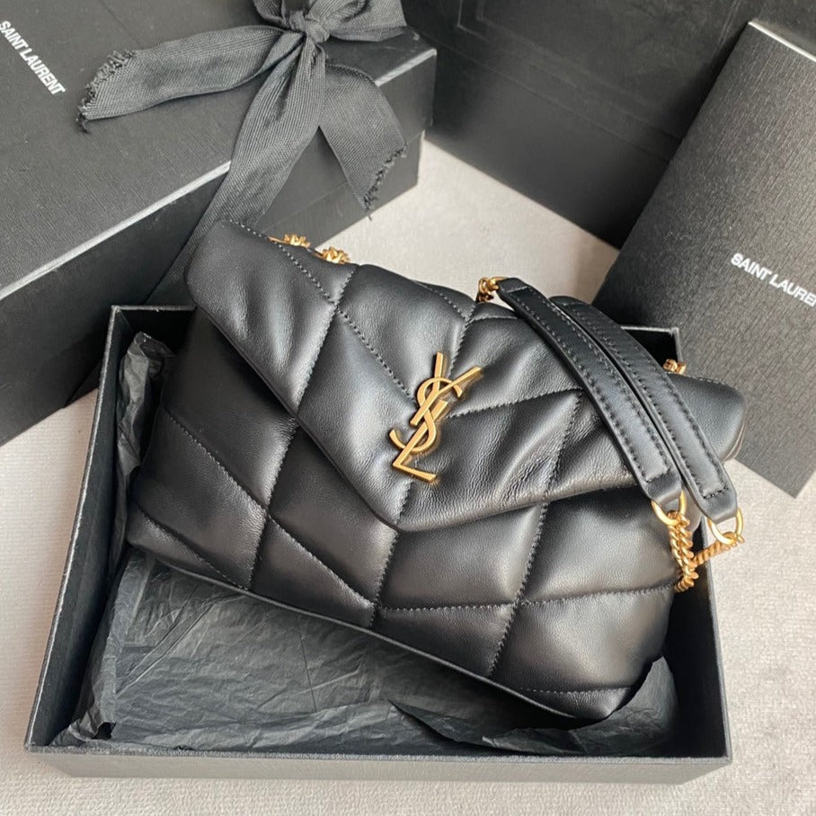 LOULOU MINI 23 BLACK QUILTED GOLD HARDWARE