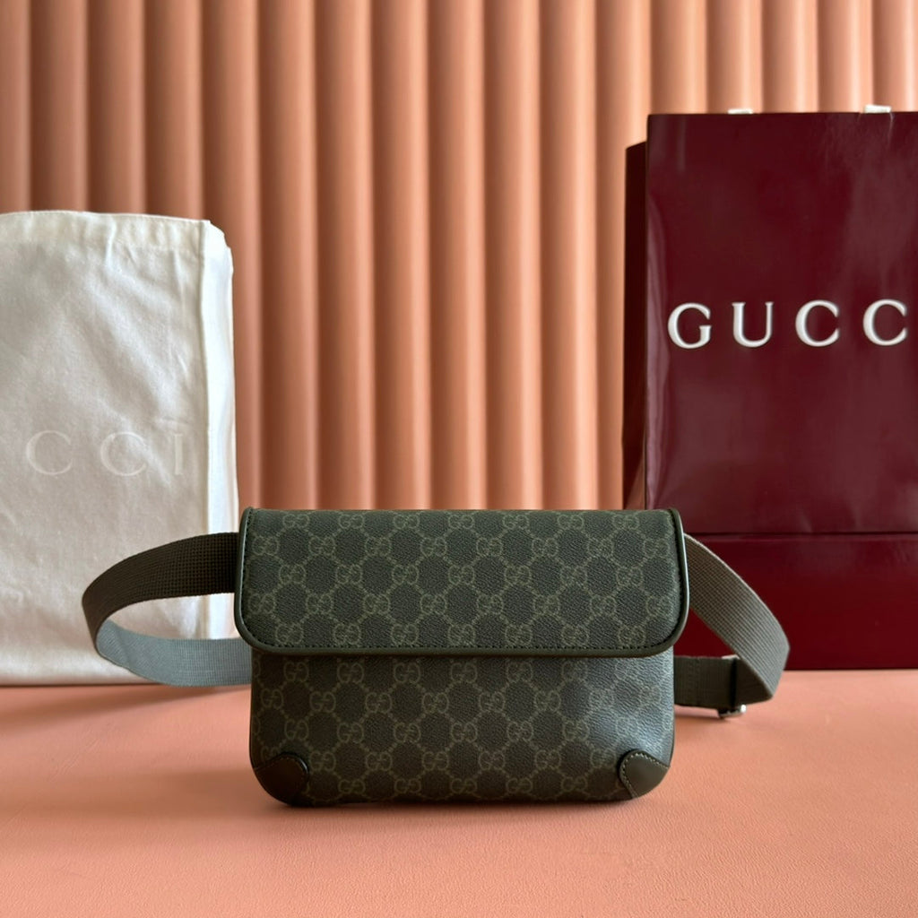 GG Monogram Small Belt Bag Forest Green Fabric