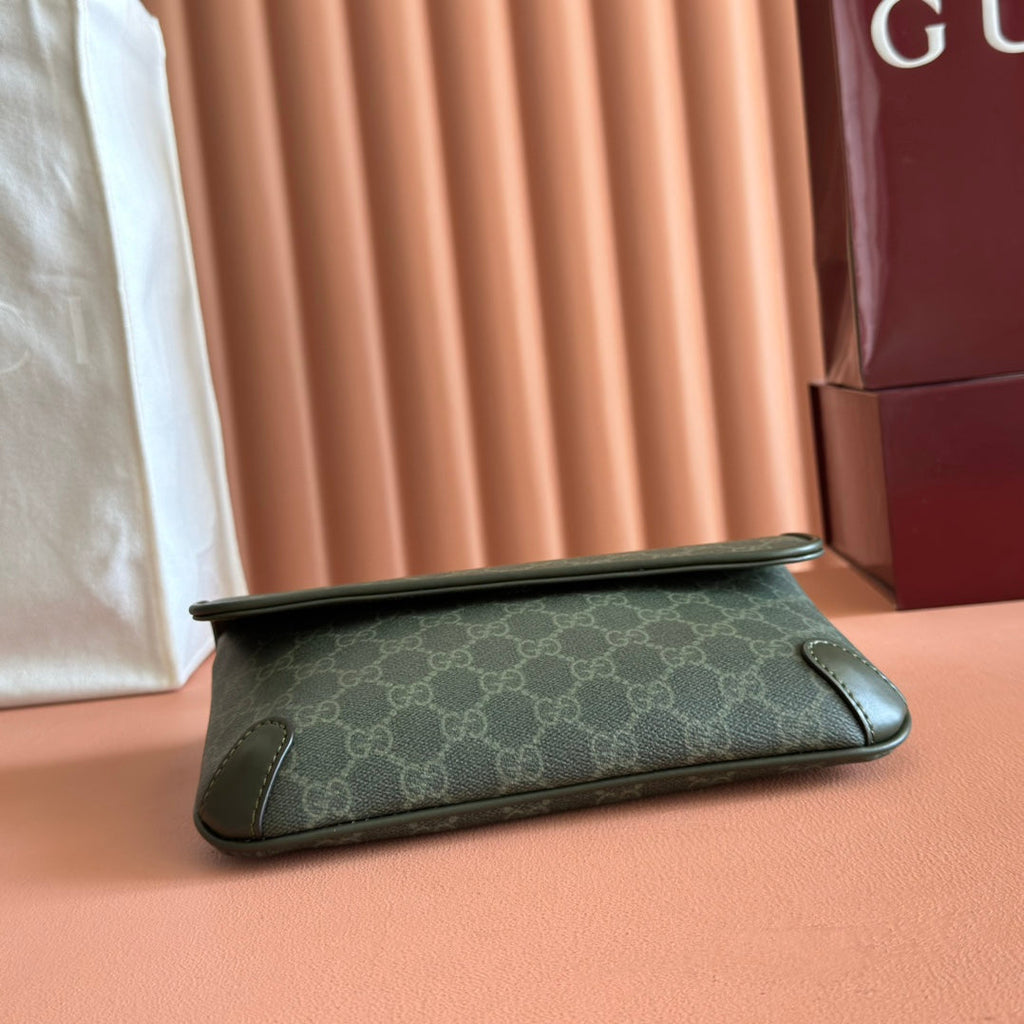 GG Monogram Small Belt Bag Forest Green Fabric