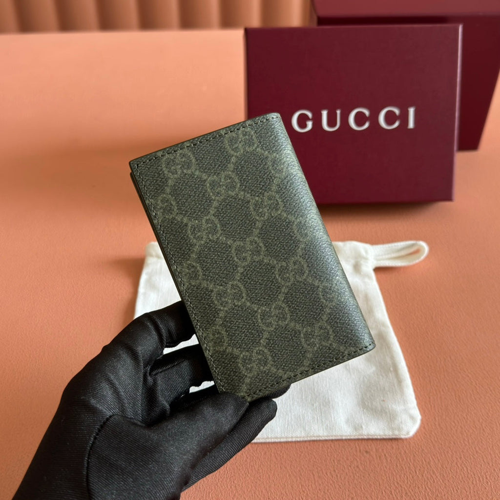 GG Monogram Long Card Case Forest Green Fabric