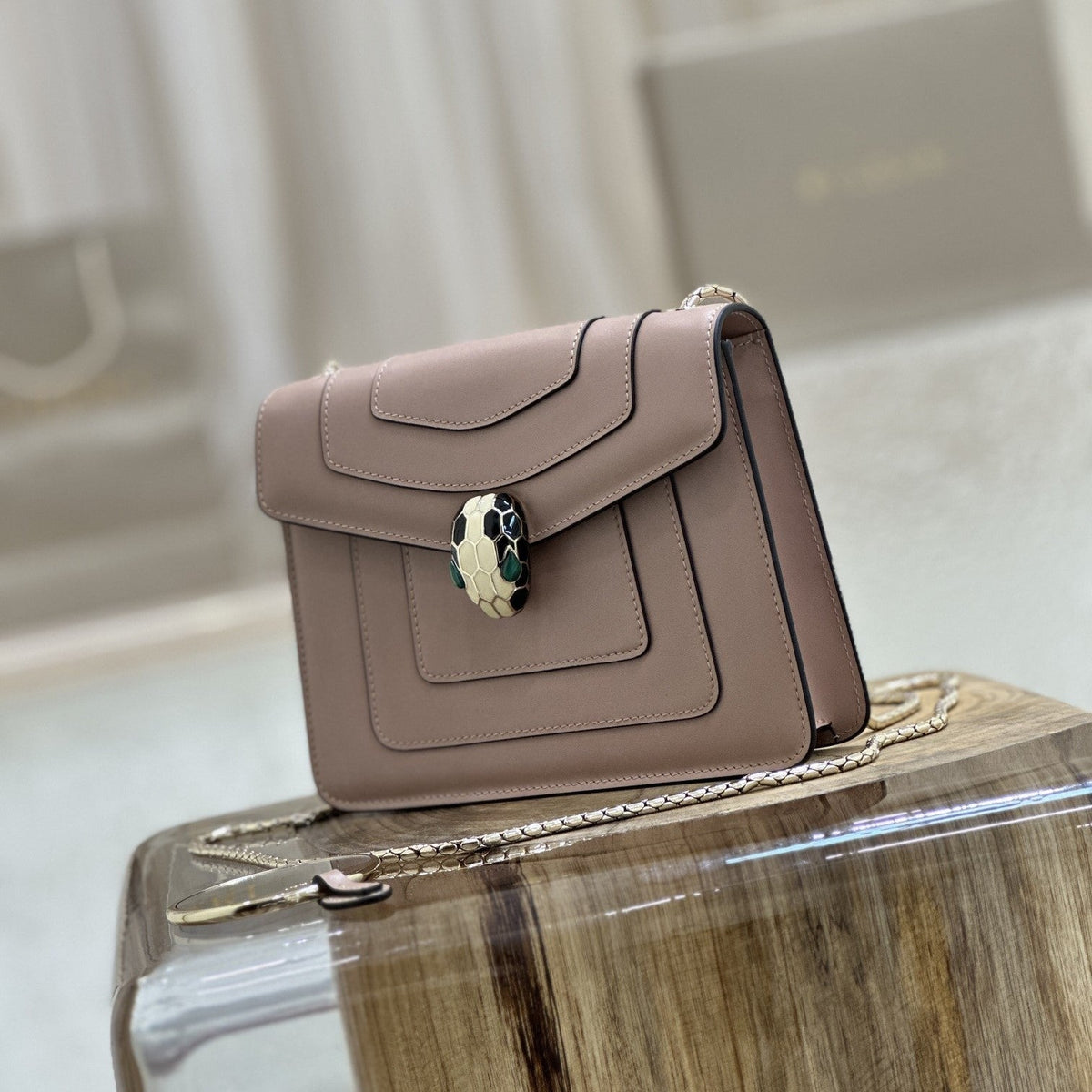 SERPENT FOREVER CROSSBODY 20CM BAG ROSE CANNELLE CALFSKIN 1 COMPARTMENT
