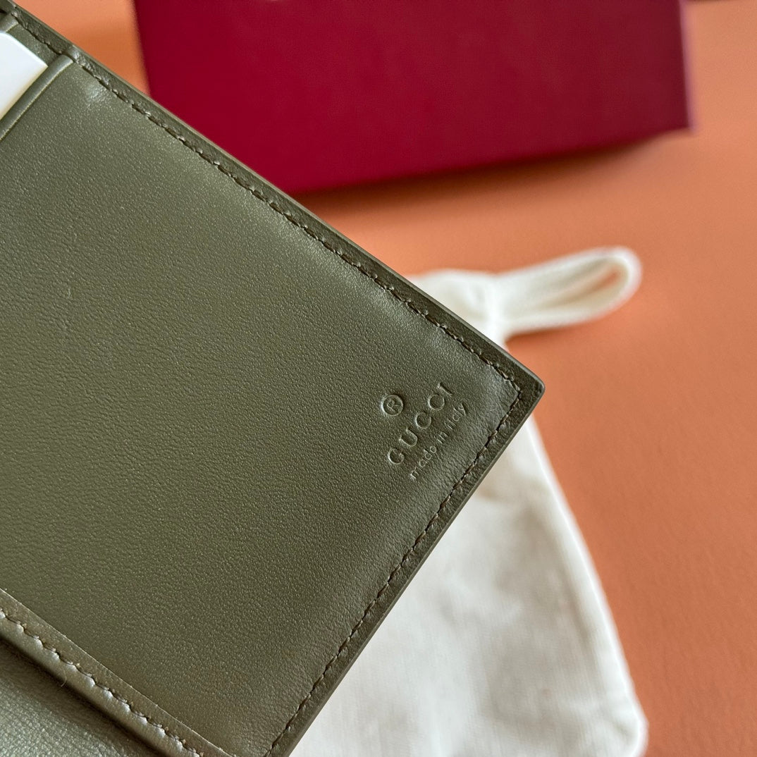 GG Monogram Long Card Case Forest Green Fabric