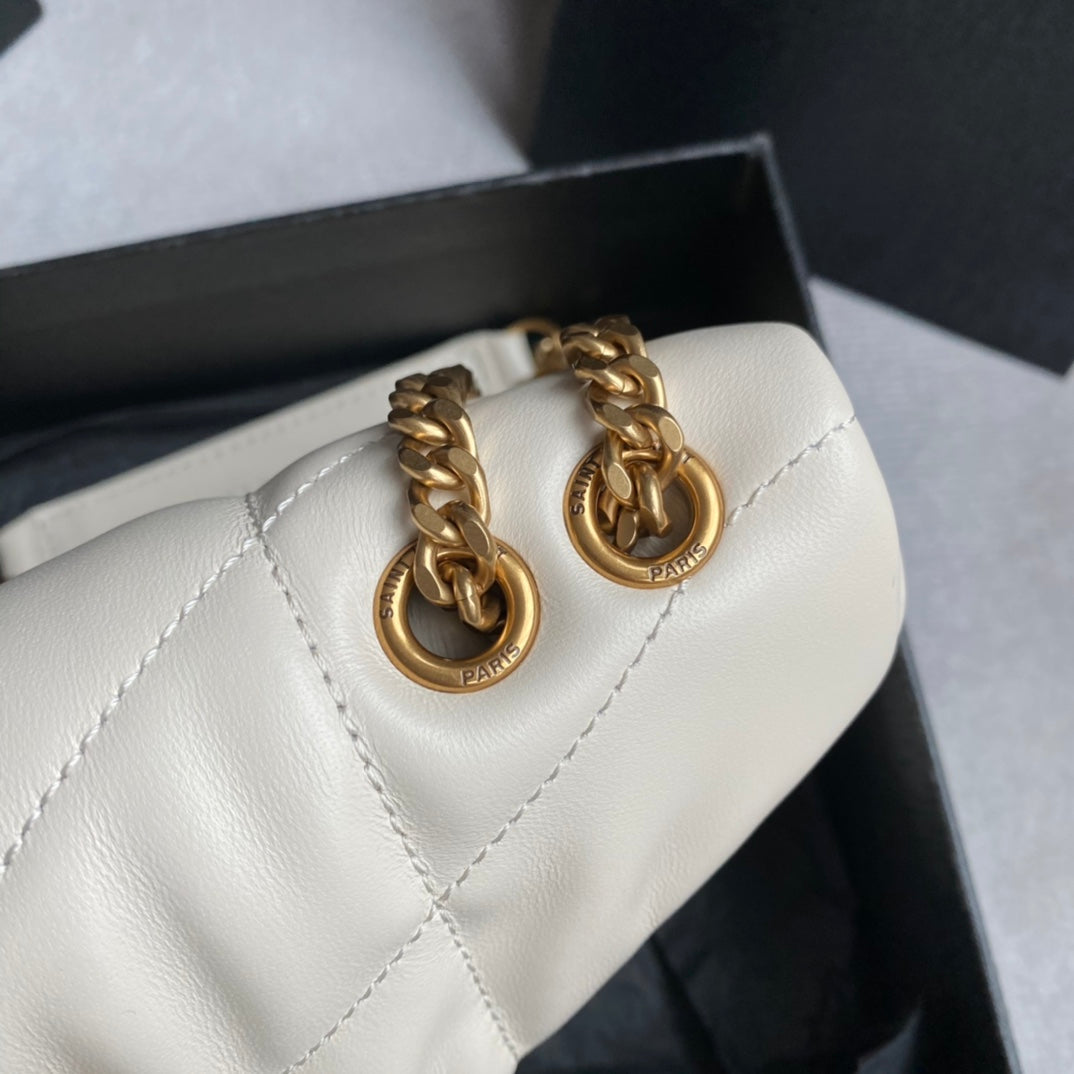 LOULOU MINI 23 WHITE QUILTED GOLD HARDWARE