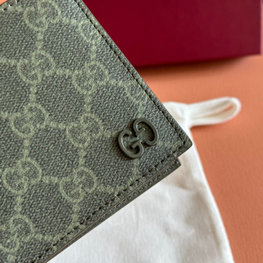 GG Monogram Bi-Fold Wallet Forest Green Fabric