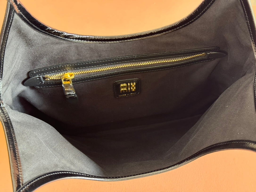 IVY 40 TOTE IN BLACK PATENT CALFSKIN