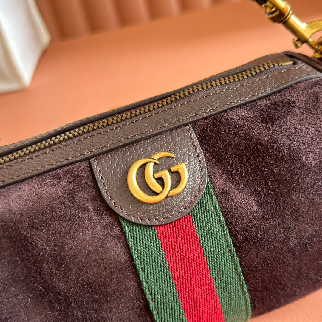 GG AW 25 Ophidia Mini Bag 18.5 Dark Brown Suede