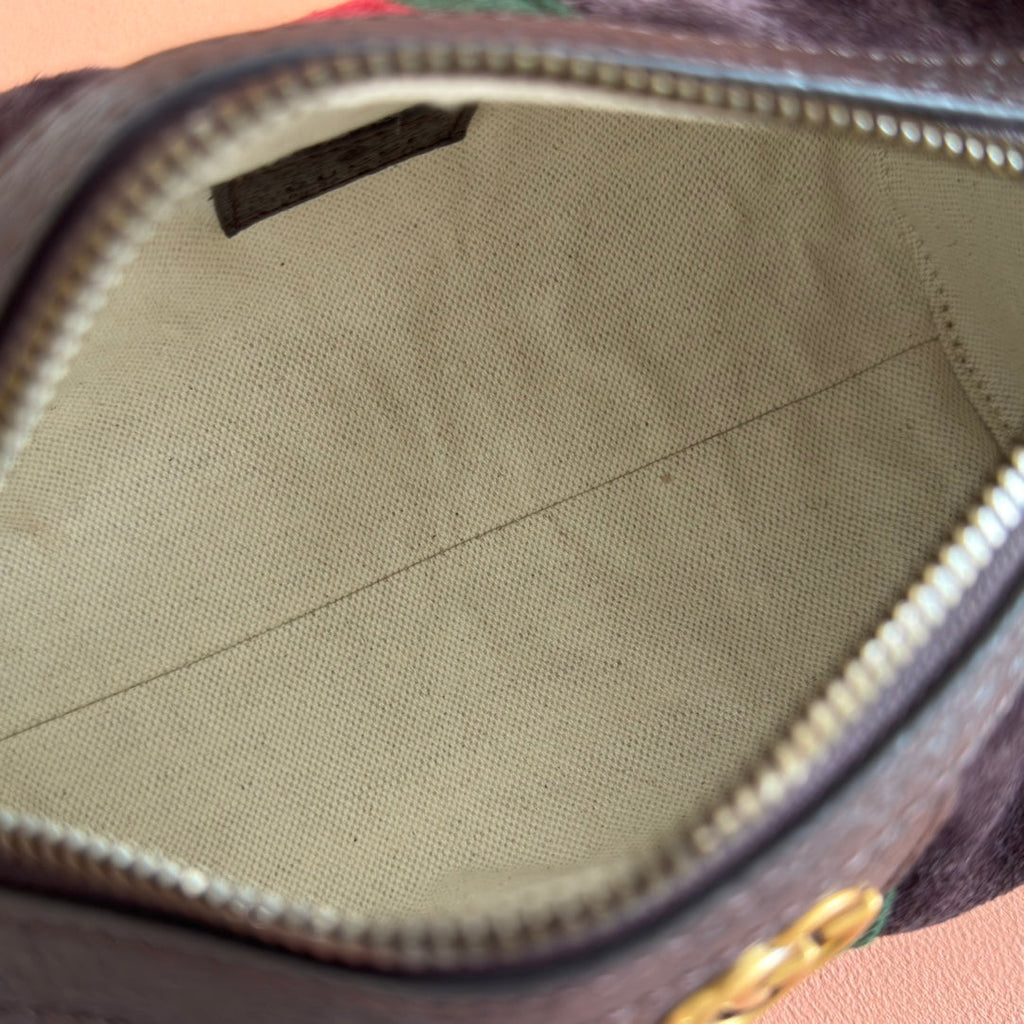GG AW 25 Ophidia Mini Bag 18.5 Dark Brown Suede