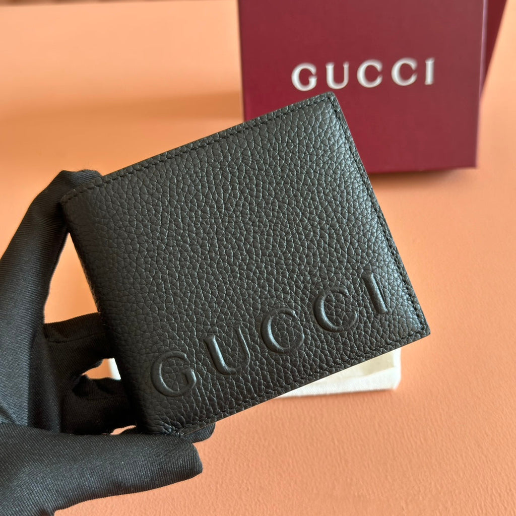 GG Bi-Fold Wallet With Logo Black Grain Cowhide