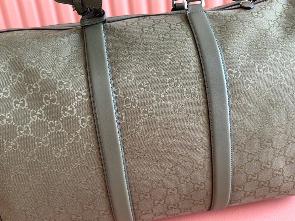 GG FW25 Monogram Large Duffle Bag Forest Green Fabric