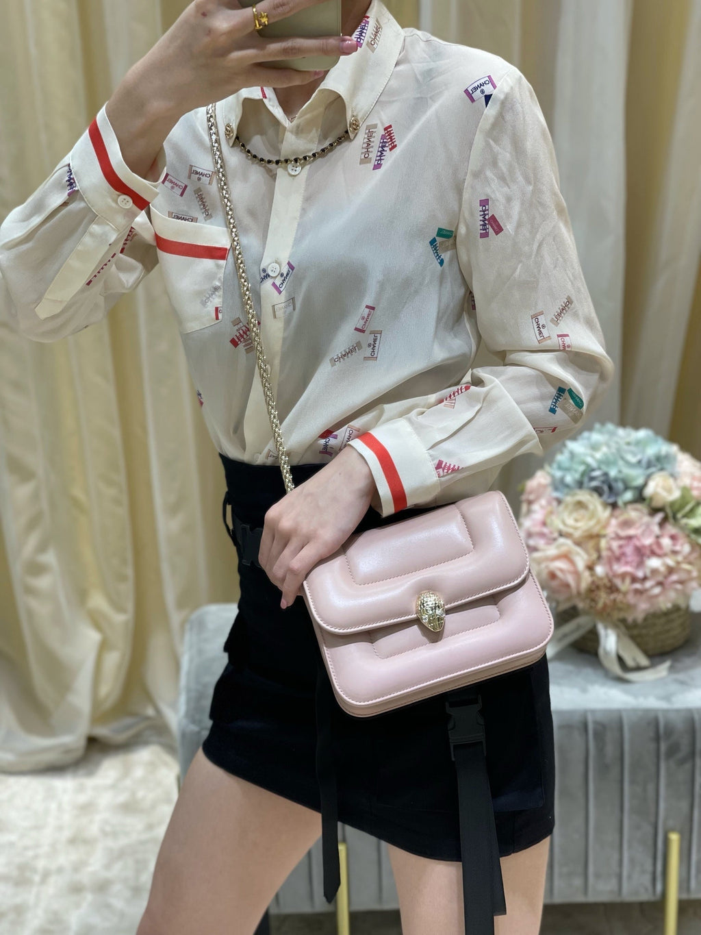 BVL Serpenti Mary Katrantzou Top Handle 19cm Pale Mauve Lambskin GHW 188684