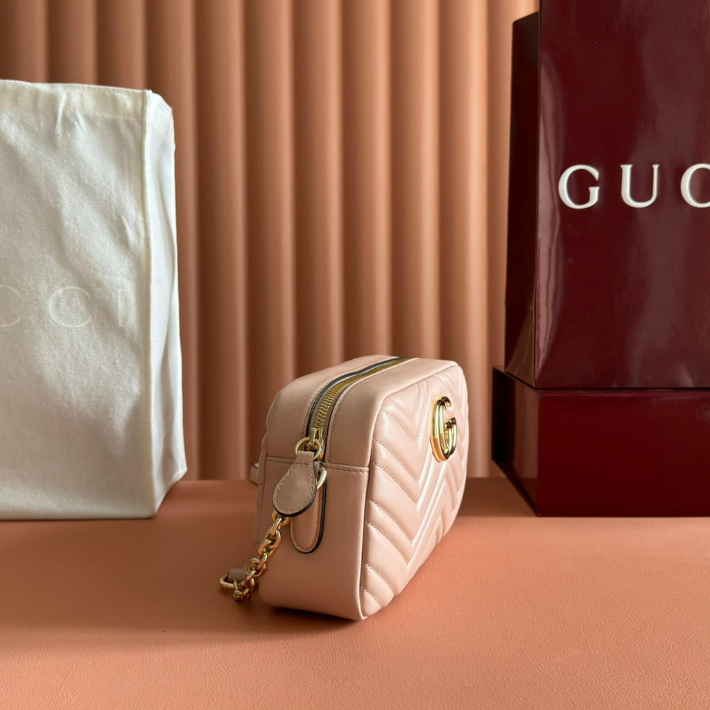 GG 2025 Marmont Bag 24cm Pink Gold Lambskin 273725