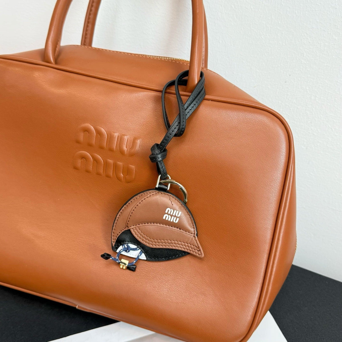 Miu Miu Baseball Cap Charm Leather