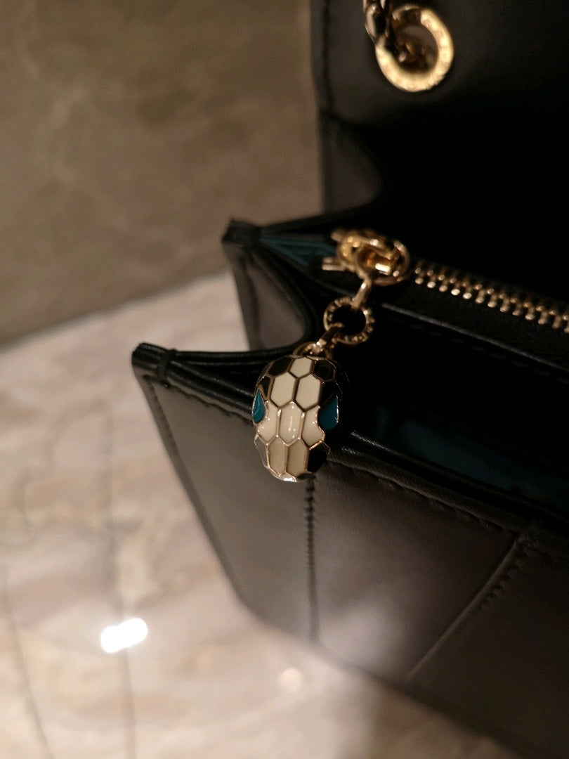 BVL Serpenti Forever Shoulder Bag 28cm Black Calfskin GHW 188653