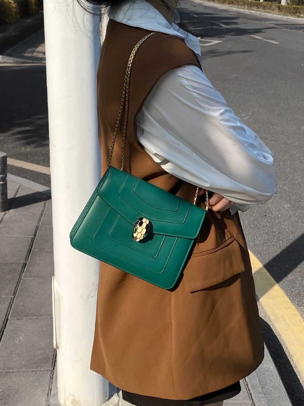 BVL Serpenti Forever Crossbody 20cm Emerald Green Cafskin GHW 188641