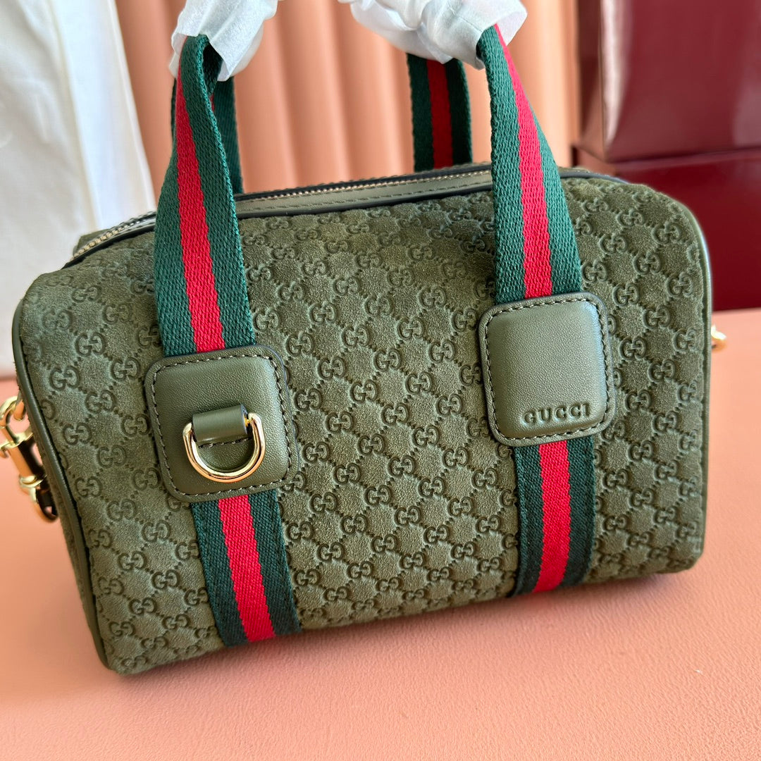 GG 2025 Bag 20cm Green Red Suede Leather 273267