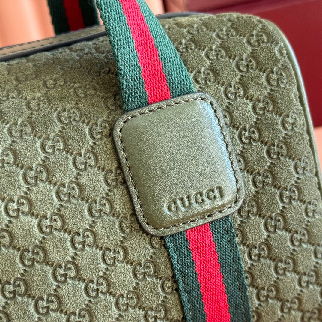GG 2025 Bag 20cm Green Red Suede Leather 273267