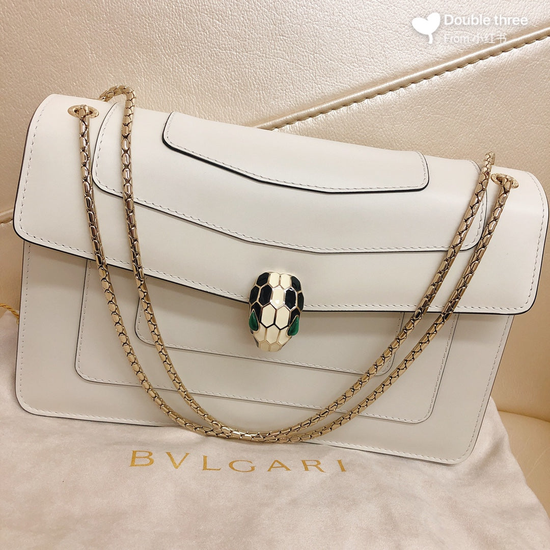BVL Serpenti Forever Shoulder Bag 28cm White Calfskin GHW 188632