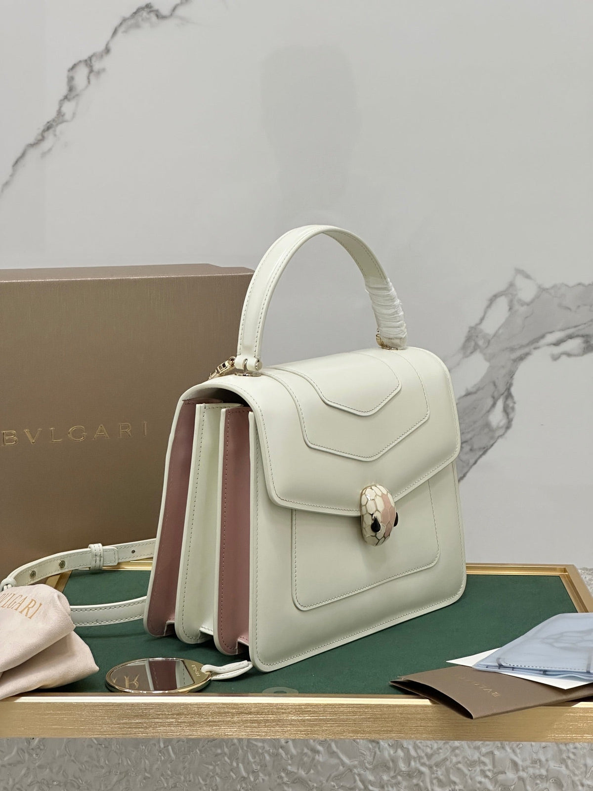 BVL Serpenti Forever Top Handle Bag 22.5cm White Calfskin GHW 188613