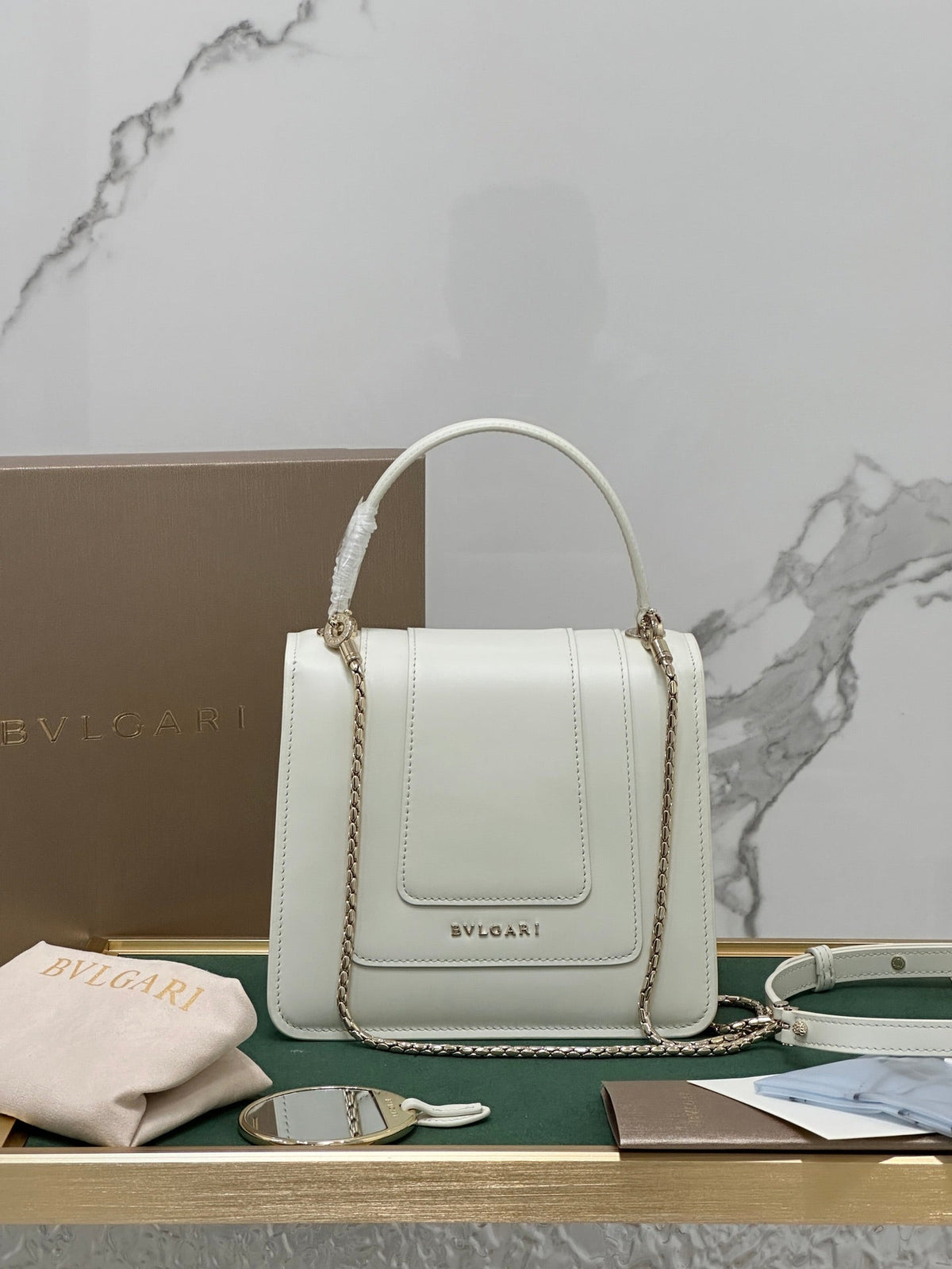 BVL Serpenti Forever Top Handle Bag 18cm White Calfskin GHW 188604