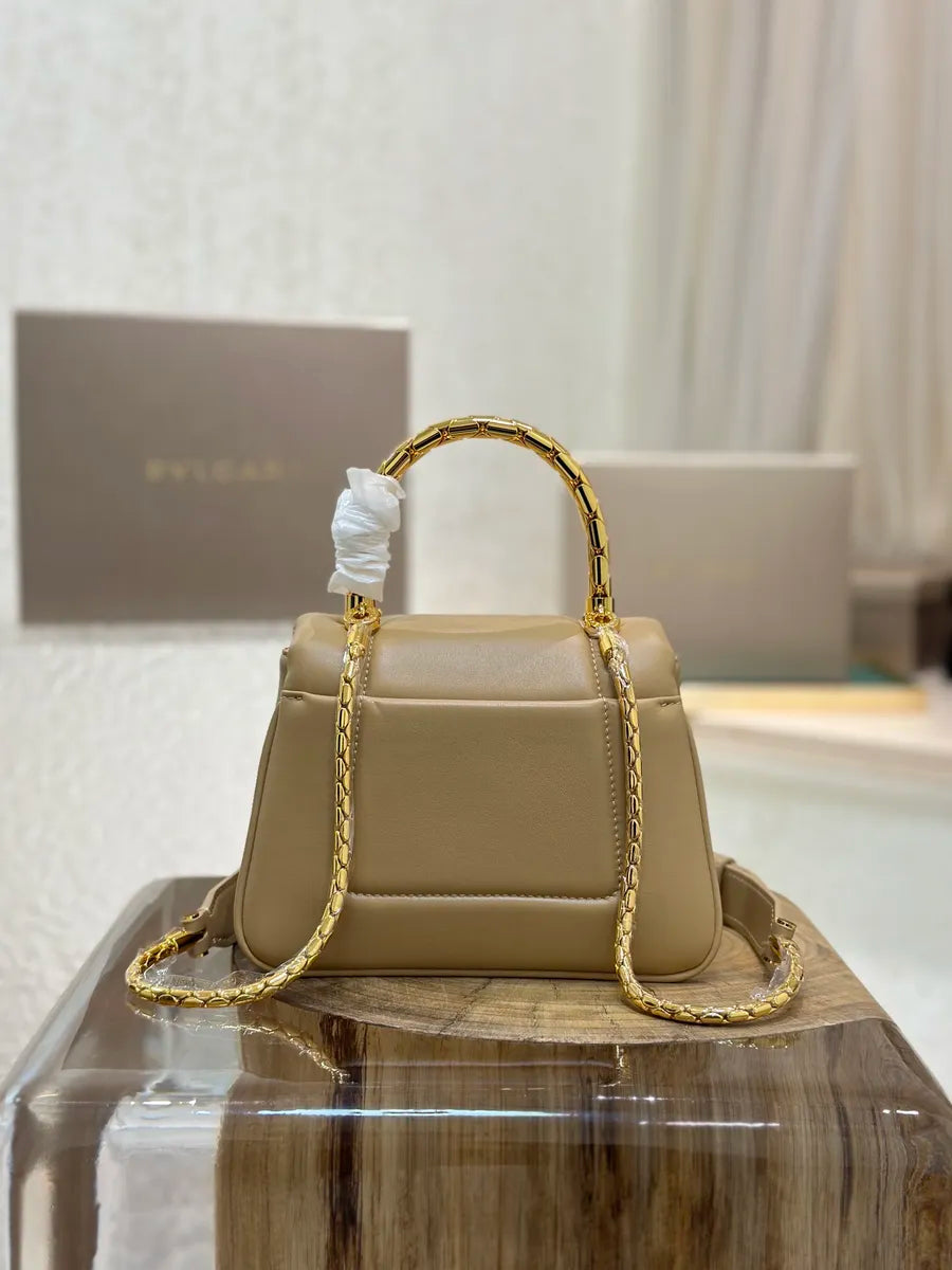 BVL Serpenti Reverse Top Handle 20cm Beige Calfskin GHW 188549