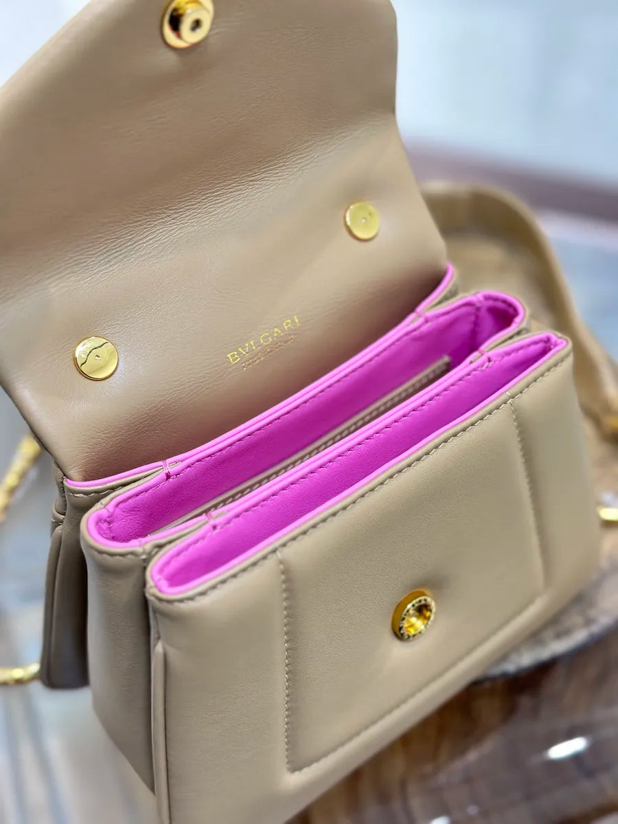 BVL Serpenti Reverse Top Handle 20cm Beige Calfskin GHW 188549