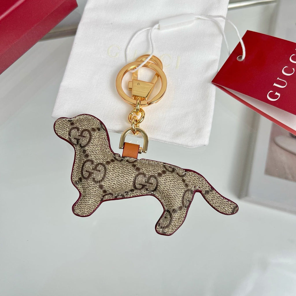 Gucci Dog-shaped Etoupe Gold Bag Charm