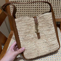 YSL Bag 22cm Brown Beige Raffia Cowhide