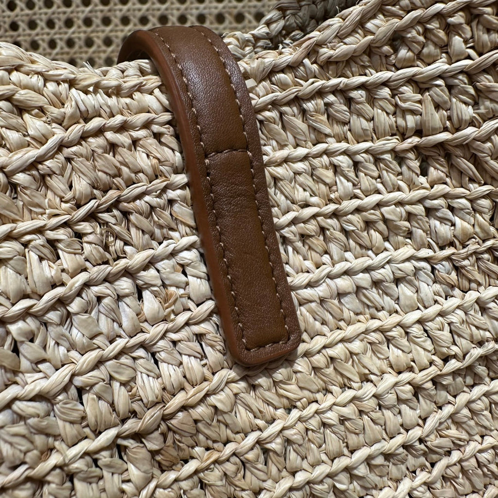 YSL Bag 22cm Brown Beige Raffia Cowhide
