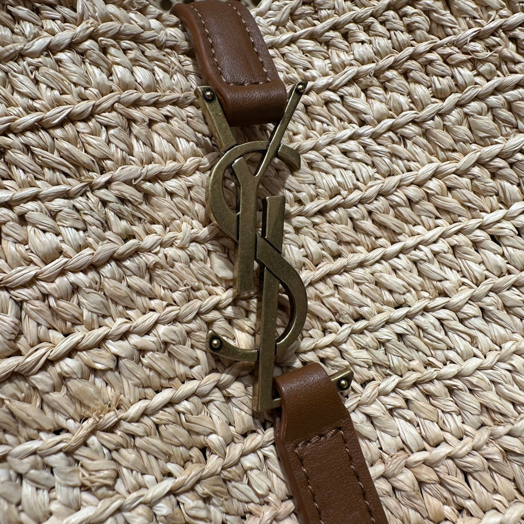 YSL Bag 22cm Brown Beige Raffia Cowhide