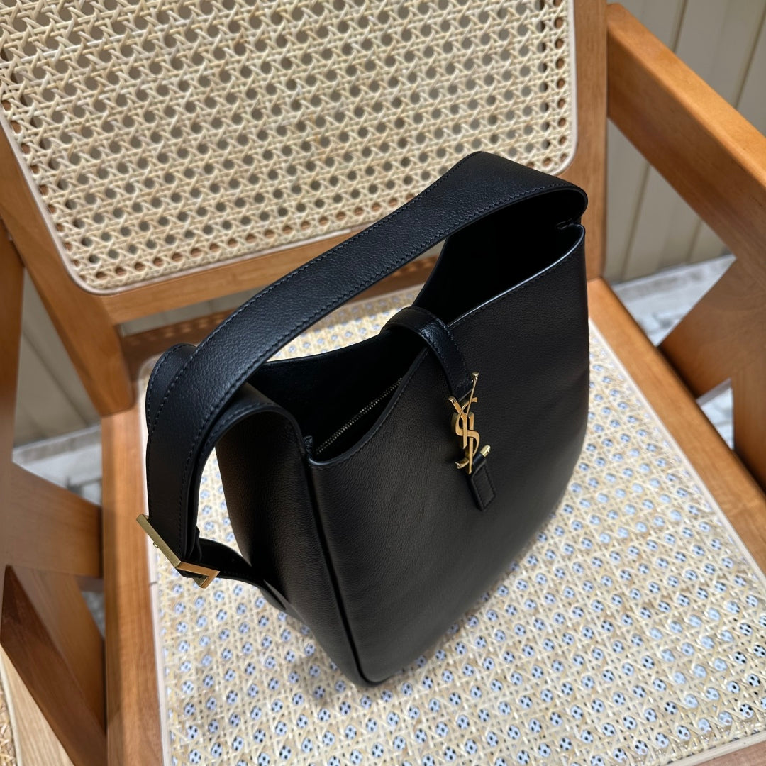 YSL Bag 22cm Black Gold Raffia Cowhide